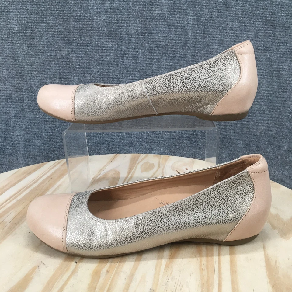 Ziera Shoes Womens 40.5 M Hula Slip On Ballet Flats Gold Pink Leather Cap Toe - Image 2 of 4