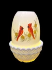 Fenton Cardinals Pine Cones  Fairy Lamp Signed V. Hendrick Pristine Never Used