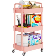 3-Tier Rolling Cart with Wheels,Multifunction Utility Storage carts, Kitchen ...