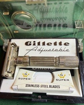 Vintage Gillette E2 Fatboy Safety Razor Adjustable 1-9 with Original Case