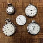 Lot of 5 Antique Pocket Watches Parts or Repair Elgin Ingraham Westclox