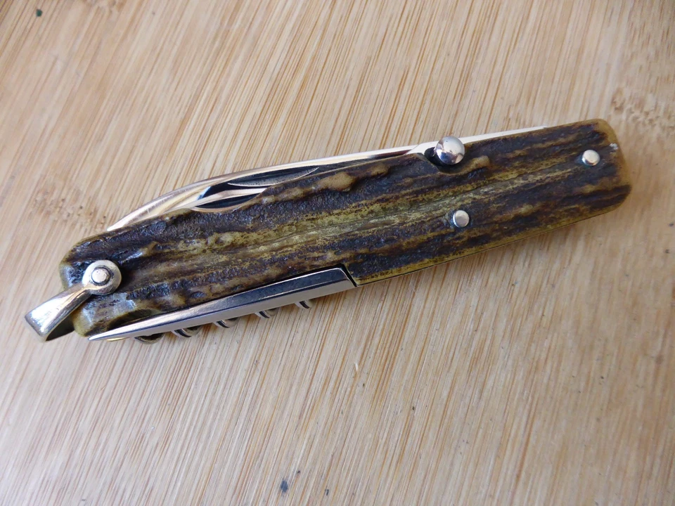 Couteau vintage inox type BARGEON 6 pièces Bois de Cerf Thiers FRANCE - Photo 2/4