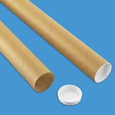 Premium Kraft Mailing Shipping Poster Tubes with Plastic End Caps 2" x 24"