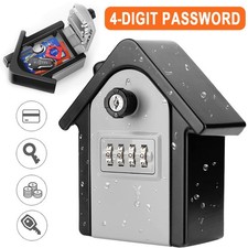 Wall Mounted 4 Combination Lock Key Safe Storage Box Security Home Garage Office