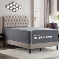 Empyrean Charcoal Grey Extra Deep Pocket Fitted Sheet Queen, Hotel Luxury Que...