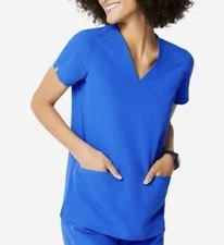 Figs S NWOT Royal Blue Scrub Top Womens Casma Three-Pocket Technical Coll.