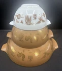 Vintage Pyrex Early American Set of 3 Cinderella Mixing Bowls 441, 442, 444