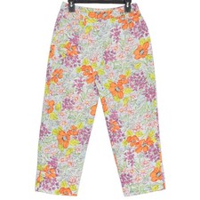 Talbots Vintage Pants Floral High Rise Cropped Botanical Boho Retro Summer 8