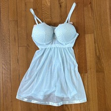 Light Blue Sheer Babydoll Lingerie Set Size Large NEW