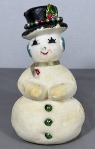 Vintage Japan Snowman Candle 6.5” w/Mercury Glass Beads Christmas Holiday