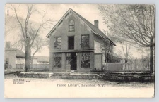 Public Library Lewiston New York Librarian at Door c1910 Divided Back Postcard