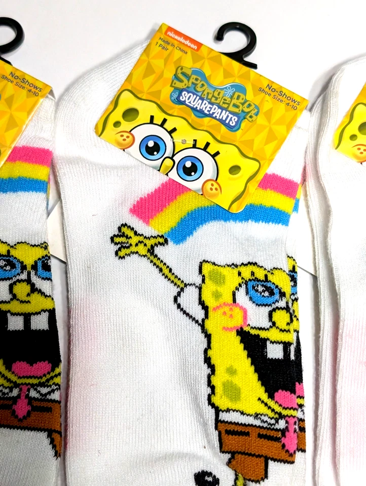 Bob Esponja Pantalones Cuadrados No-Shows Mujer Calcetines Zapato Talla 4-10 Regalo de Vacaciones 3 Pares Foto 3 de 4