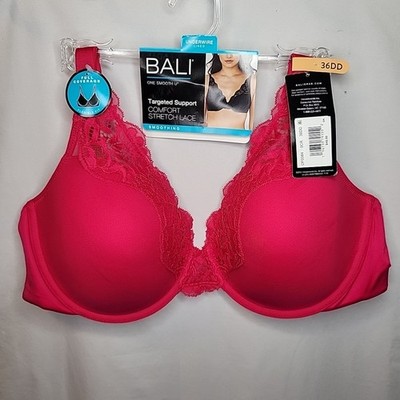 Bali Bra Womens Comfort Stretch Lace Underwire Bra 36DD Hot Pink New w Tags 0084