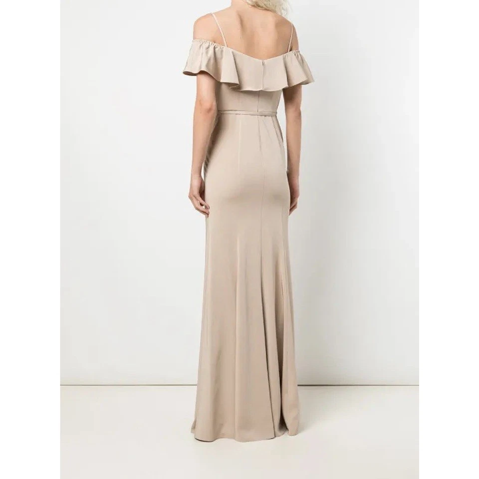 Платье Marchesa Notte Bridesmaid Ruffle Trim желтовато-коричневое длина до пола 0 - Изображение 3 из 4