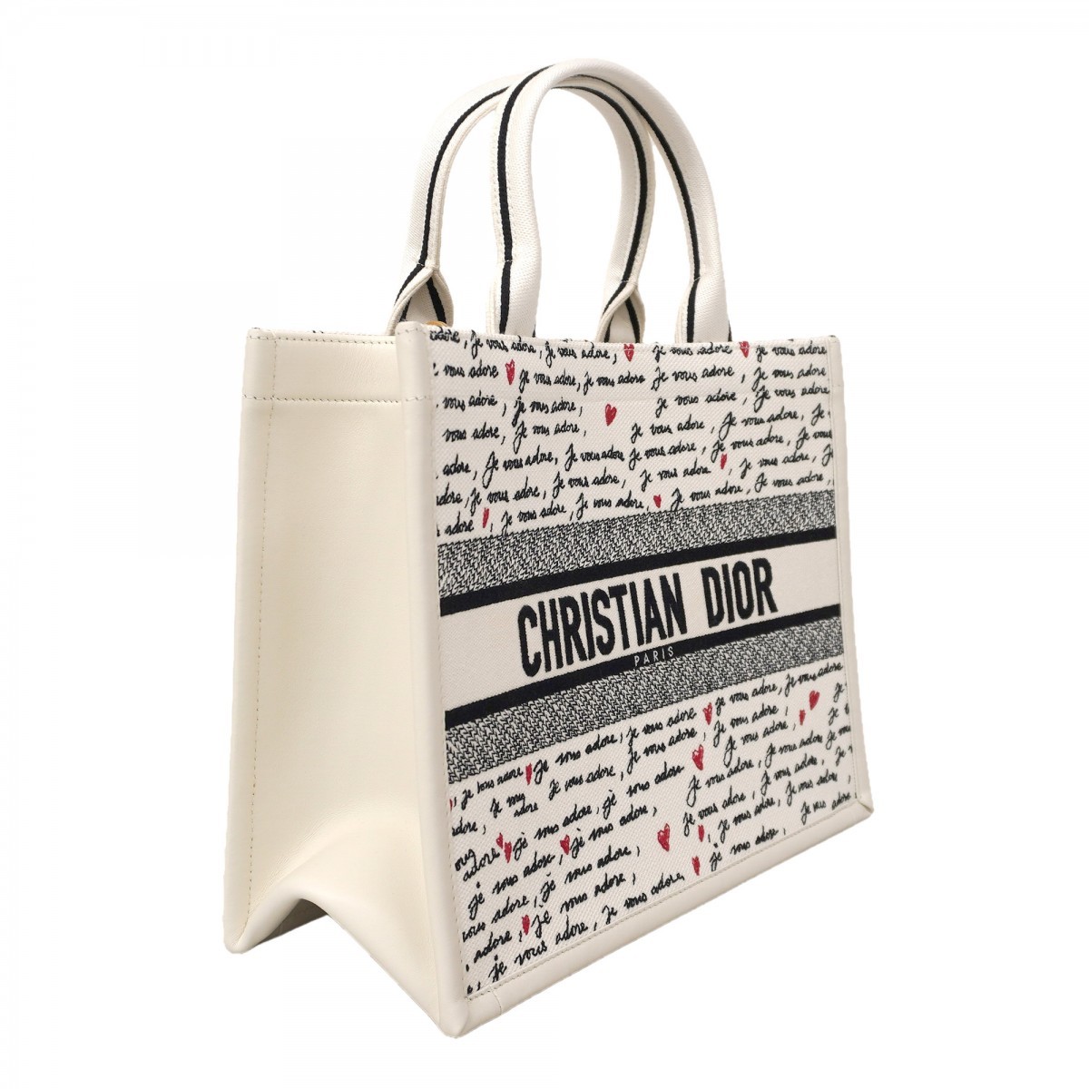 Auth [6bb1904] Christian Dior Tote Bag Book tote Canvas White Black Gold met... thumbnail 2