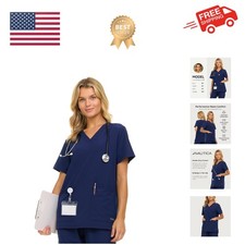 Womens Scrubs Tops, V-Neck Breathable Scrub Tops Women, 3 Pocket Stretch Fabr...