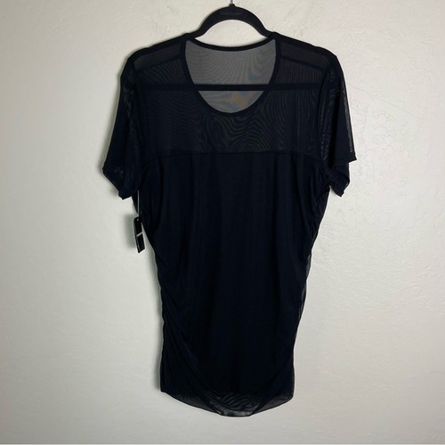Torrid Black Stretch Mesh Crew Neck Ruched Top 2X NWT 40370093 - Picture 8 of 15