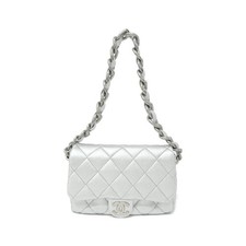 Chanel As4599 Metallic Lambskin Shoulder Bag Women Silver One Size