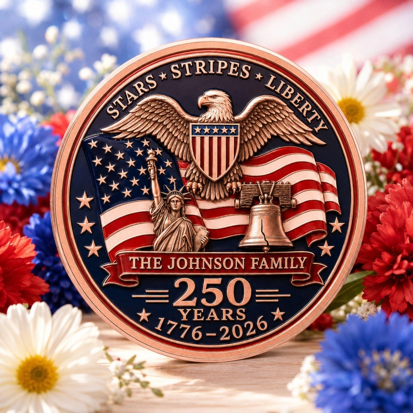 Personalized Stars Stripes Liberty Challenge Coin