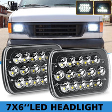 For Ford E-150 E-250 E-350 Econoline Pair 5x7 7x6" LED High Low Beam Headlights