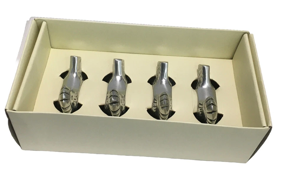 Pottery Barn Pewter 鸡场动物餐巾戒指套装 (4) 全新带盒 — 第 3/4 张图片