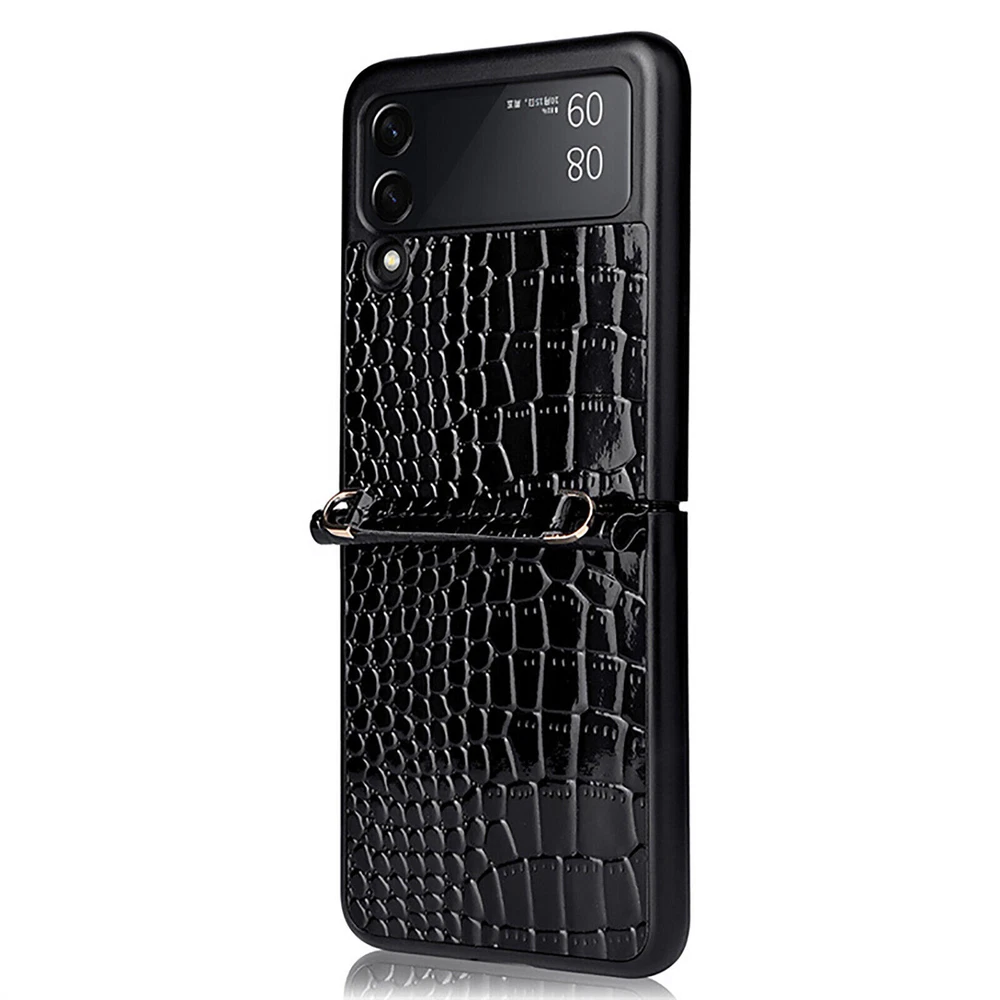 Phone Case Shell Hand Strap Protective Cover Leather Case For Samsung Z Flip 3