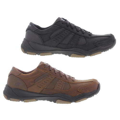 Skechers Wide Fit Larson Nerick Mens Black Brown Leather Trainers Size 7-13 Skechers Wide Fit Larson Nerick Mens Black Brown Leather Trainers Size 7-13