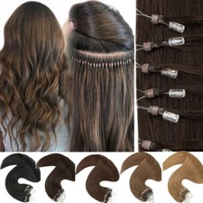 Brown Thick Micro Ring Loop Tip 100 Remy Human Hair Extensions Micro Bead Link