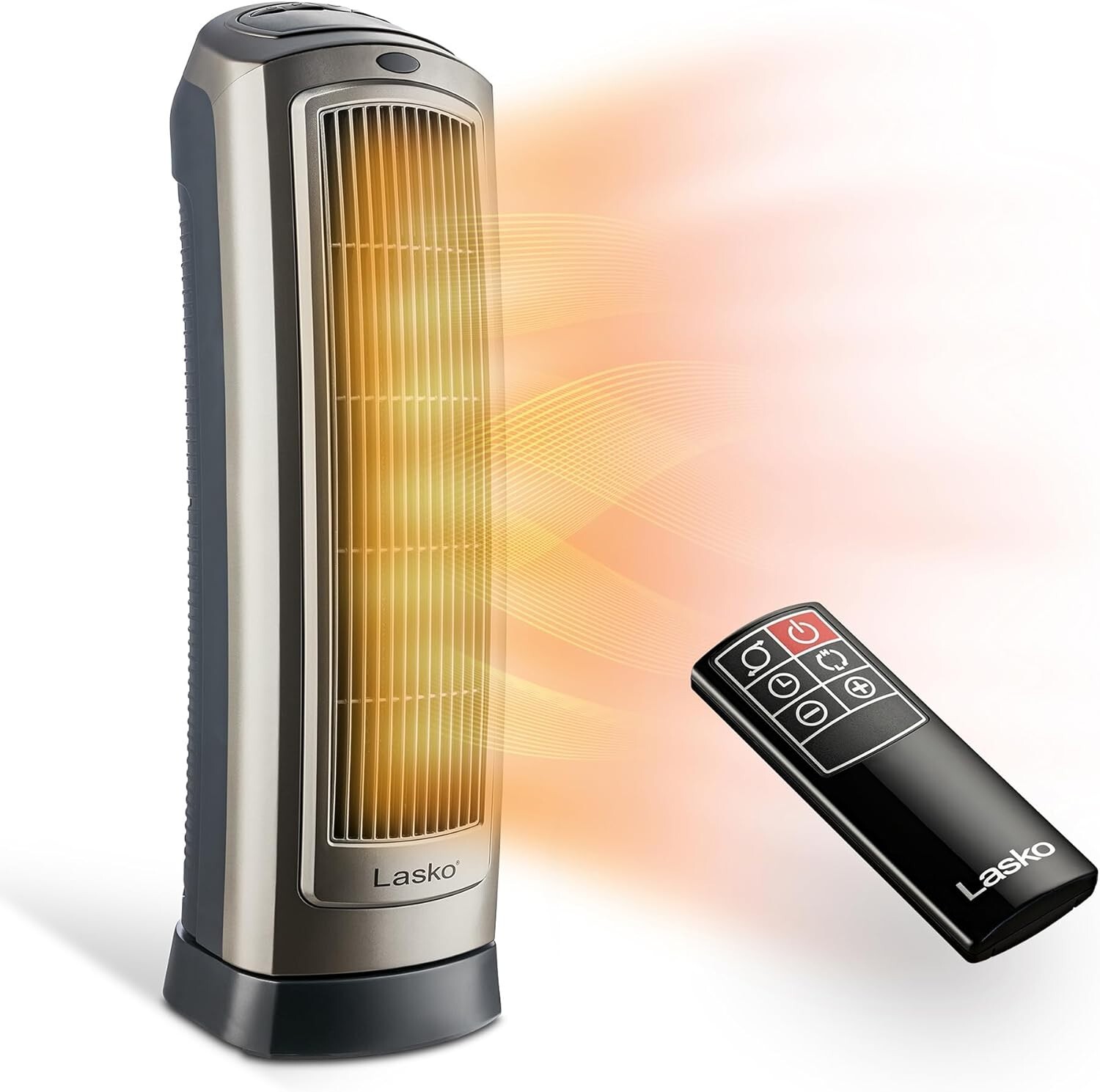 Elegant Silver Tower Heater with Oscillation & Overheat Protection - 7.29 lbs