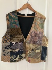 Vintage Patchwork Vest Boho With Buttons And Pockets Style Size Large