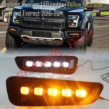 2x LED DRL Daytime Running Light Fog Lamp W/turn signal For Ford F-150 2016-2018