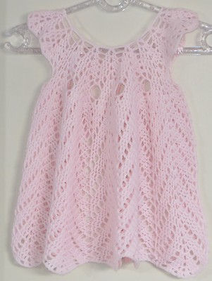 New Handmade Crochet  Size 3T Pink Chevron Cap Sleeves Dress
