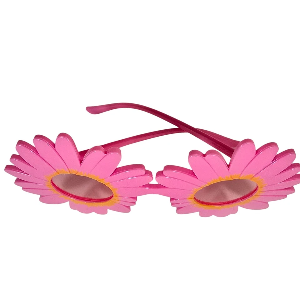Flower Glasses Pink Gerber Daisy Plastic Greenbrier Hippie Halloween Costume - Image 2 of 4