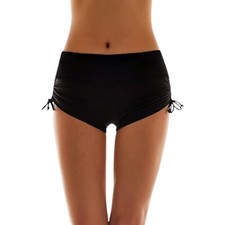  Black Elastic Swimsuit Solid Black Swimsuit Bottom with Drawstring 214 
