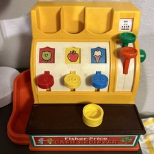 VINTAGE 1974 Fisher Price CASH REGISTER 926 with WORKING BELL  1 Coin