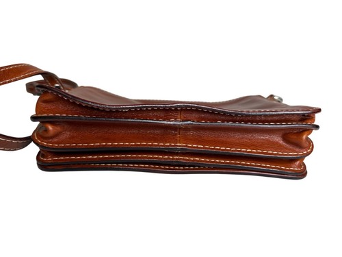 D'ANNA FIRENZE Brown Leather Crossbody Bag With Adjustable Strap & Magnetic Clo - Picture 5 of 10