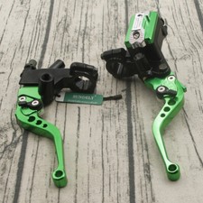 7/8" 22mm CNC Motorbike Cylinder Clutch Lever Green Handlebar Hydraulic Brake