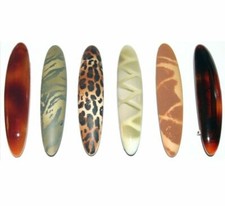 Women French Long Oval Metal Barrette Fashion Hair Clip Animal Print Made France