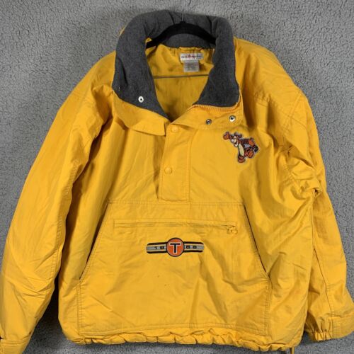 Disney Tigger 1/4 Snap Jacket Small Yellow Packable Hood Fleece Collar Embroider - Picture 1 of 19