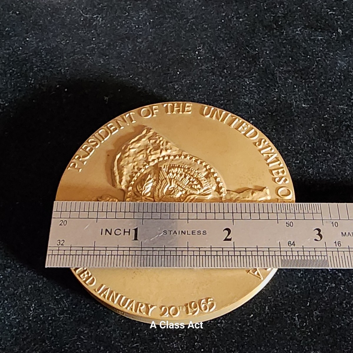 1965 LYNDON B. JOHNSON INAUGURAL BRONZE MEDALLION ORIG. BOX