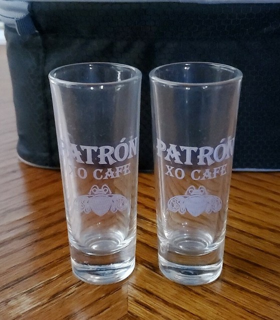 Set of 2 Patron XO Cafe Tequila Shot Glasses 4" Tall eBay