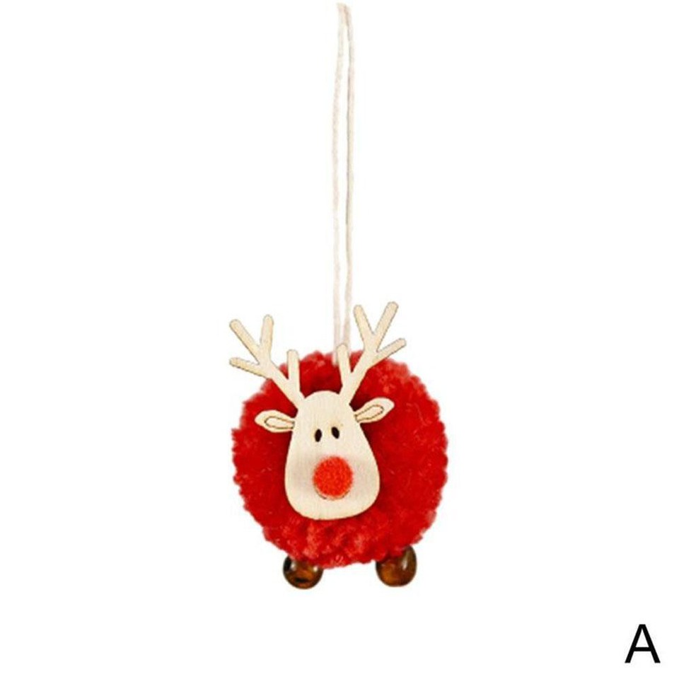 Christmas Elk Ornaments, Cute Christmas Tree Decorations Wooden Felt