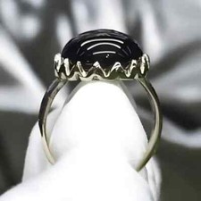 Real Black Agate Sterling Silver 925 Handmade Ring High Quality Black Agate