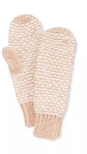 INC Metallic Accent Soft Chunky Knit Winter Mittens Cream - Beige - Ivory #6344