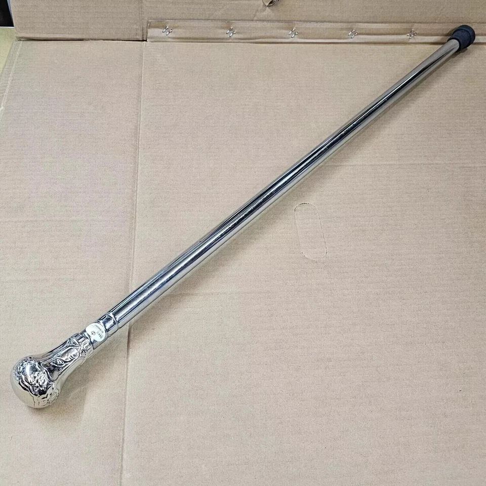 Bastón de metal de acero inoxidable para senderismo plateado bastón para hombre/mujer regalo Foto 2 de 4