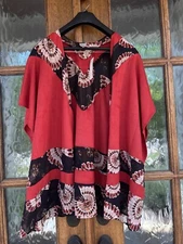 Chico's Paprika hue Faux Suede And Chiffon Open front Ruana Kimono|SZ:L/XL|New