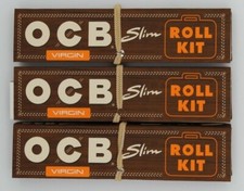 3X OCB ROLLING PAPERS ROLL KIT SLIM VIRGIN KING SIZE PLUS TIPS