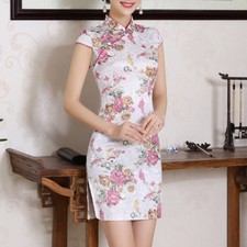 Chinese Traditional Women's Sexy Cheongsam Bodycon Mini Dress Slim Qipao
