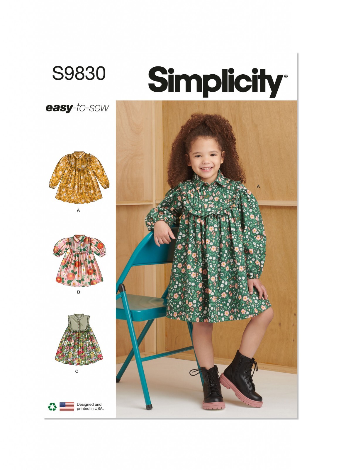 Simplicity Easy SEWING PATTERN S9830 Children's Dress Ages 3-8