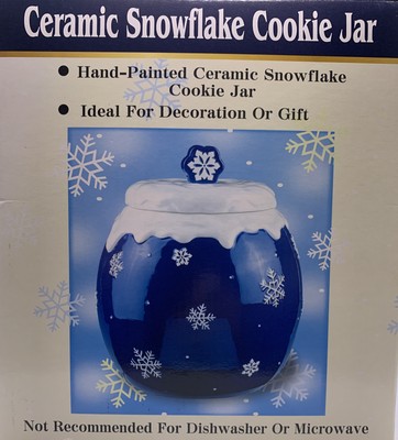 New in Box Vintage Hand-Painted Ceramic Snowflake Cookie Jar | eBay